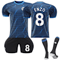 Miniatyrbild 1 av 2: 2023-2024 Chelsea Bortatröja Barn Fotbollströja med Strumpor NO.8 ENZO Fernández G 20