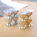 Miniatyrbilde 2 av 5: Sett med 6 eggekopper i rustfritt stål for kokte egg (gull)
