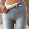 Miniatyrbilde 6 av 6: Avslappede varme vinterbukser i ensfarget, myke fleece-leggings i skyform, vinterleggings for kvinner - perfekt svart black XL