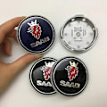 Miniatyrbild 3 av 5: 4st 63mm Blå Kolfiber Svart Bil Hjulcentrumkapslar Fälgar Navkapslar För SAAB 9 3 9 5 9-3 9-5 SAAB Emblem Märke Tillbehör Carbon 4pcs