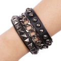 Miniatyrbild 1 av 11: Punk-armband för män och kvinnor - Goth svart läderarmband med nitar och nitar Manschettarmband Smycken Justerbar