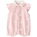 Miniatyrbilde 1 av 4: Babyjenter Jumpsuits Korte Ermer Bomulls Romper Sommer Romper Tegneserie Antrekk 0-12 Måneder Pink 66