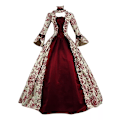 Miniatyrbillede 1 af 7: Middelalderlig Renæssance Regency Halloween Kostume til Kvinder Rojo 2XLT