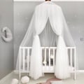 Miniatyrbilde 4 av 5: Hengende myggnetting for baby seng dekorasjon, sengehimmel gardiner for soverom, lekehus, barnerom white