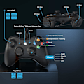 Miniatyrbild 2 av 5: Trådbunden handkontroll för Xbox 360, spelkontroll för 360 med dubbla vibrationer Turbo kompatibel med Xbox 360/360 Slim och PC Windows 7,8,10 Black