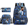 Miniatyrbillede 1 af 2: Fodboldstjerne Messi print rygsæk, enkel let rygsæk til gymnasieelever, 3 dele