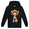 Miniatyrbilde 1 av 2: 7-14 År Barn Tenåringer Gutter Jenter One Piece Monkey D.luffy Trykt Casual Genser Hetter Genser Topper Gaver Svart Black 7-8 Years