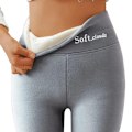 Miniatyrbillede 1 af 4: Afkælede Vinterbukser i Solid Farve, Bløde Sky Fleece Leggings, Dametøj til Vinteren - Perfekt Grå Gray L