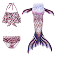 Miniatyrbillede 1 af 5: 3-delt sæt piger havfrue hale bikini badetøj sæt STYLE 3 STYLE 3 140cm
