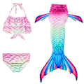 Miniatyrbillede 1 af 5: 3-delt sæt piger havfrue hale bikini badetøj sæt STYLE 9 STYLE 9 130cm