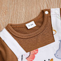 Miniatyrbillede 4 af 5: 0-18M Baby Langærmet Onesie Nyfødt Tøj Strop Tegneserie Dyreprint Afslappet Behagelig Blød Forår Efterår Marrón 0-3M