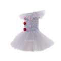 Pikkukuva 5 / 5: Harmaa pellepelleasu tytöille Halloween-tutumekko Creepy Clown Carnival Party Cosplay-vaatteet Tulle-naamiaisasu lapsille 2-12 vuotta Azulón S (2-3Y)