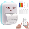 Pikkukuva 1 / 5: Mini-lämpötulostin, kannettava 200 dpi:n langaton Bluetooth-valokuvatulostin, jossa on 5 rullaa lämpöpaperia, iOS- ja Android-sovellukseen Blue Print paper