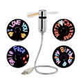 Miniatyrbild 1 av 5: Led USB-fläkt, Ny Kreativ Programmerbar USB-driven Portabel Fläkt, Mini Svanhals DIY Meddelandefläkt För Laptop - Färgstarka Lampor