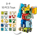 Miniatyrbild 1 av 5: Montering Byggklossar Pedagogisk Montering Actionfigur Transformation Nummer Robot Deformation Robot Leksak För Barn 10 st Fjärrkontroll R