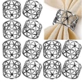 Miniatyrbillede 1 af 5: Servietringe, 12 stykker hule servietringe Holdere Servietring silver