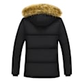 Miniatyrbillede 3 af 4: Vinterjakke til mænd 2024 - Tyk fleece, vindtæt, med hætte og pelsfor, parka, klassisk afslappet jakke Negro XS