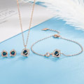 Miniatyrbild 3 av 5: Elegant S925 Sterling Silver Örhängen-Halsband-Ankelkedja Set Lyxigt Bröllops Smycke