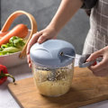 Miniatyrbillede 1 af 6: 900ML Håndhakker Manuel Reb Madprocessor Silcer Shredder Salatskærer Hvidløg Løg Cutter Køkkenredskab Tilbehør Haze blue