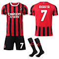 Miniatyrbild 1 av 2: 2024-2025 AC Milan Hemma Barn Vuxen Fotbollströja med Strumpor No.7 MORATA No.7 MORATA 20