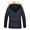 Miniatyrbillede 3 af 4: Vinterjakke til mænd 2024 - Tyk fleece, vindtæt, med hætte og pelsfor, parka, klassisk afslappet jakke Blue M