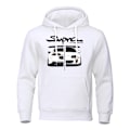 Pikkukuva 1 / 5: 2023 Initial D Supra Hupparit Miehille ja Naisille Rento Pitkähihainen Löysä Urheiluhuippari JDM-Painatus Puloveri White L