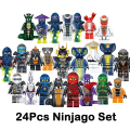 Miniatyrbilde 1 av 5: Sett med 24 stk Ninja minifigurer Kai Jay Sensei Wu Master byggeklosser Leker Multicolor 24 Pcs