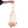 Miniatyrbilde 3 av 5: Bærbar bomull handlepose i mesh, økologisk, gjenbrukbar, med kort håndtak, handleposer i mesh med snor, miljøvennlige, lette, sammenleggbare, store kapasitet Pink