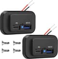 Miniatyrbilde 1 av 5: 2 stk 12V USB-uttak, Dobbel hurtiglading 3.0 12V uttak USB-lader og PD Type-C (USB-C), 12V 24V USB-lader vanntett strømuttaksadapter billader