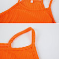Pikkukuva 3 / 5: Naisten hihaton joustava kylkiluinen yksivärinen minimekko seksikäs juhla O-kaula-alusmekko 2023 kesä sheath clubwear tank mekko naranja XL