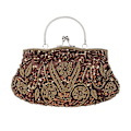 Miniatyrbillede 1 af 5: Perlebroderet sequin-design blomstermiddagstaske, clutch taske