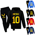 Pikkukuva 2 / 3: Lasten Messi Jalkapallopaitasetti Hupparilla ja Housuilla Pojille ja Tytöille Musta Black 160cm