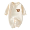 Miniatyrbild 2 av 5: Baby höstkläder, 100% bomull set för nyfödda bebisar, babyoverall 0-12 månader Beige 73cm