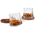 Miniatyrbilde 2 av 6: Roterende whiskyglass med underlag - To sett drikkeglass