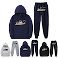 Miniatyrbillede 3 af 5: Træningsdragt til Mænd Shooters Hoodie Sweatpants Sæt Hoodie Vinter Fleece Outfit Blå Navy M