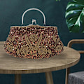 Miniatyrbillede 5 af 5: Perlebroderet sequin-design blomstermiddagstaske, clutch taske