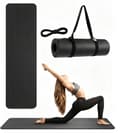 Yogamåtte NBR 8 mm 183x61 cm med rem – HyperMotion sort
