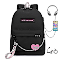 Pikkukuva 1 / 5: 2024 USB-ladattava reppu Blackpink-reppu Opiskelijan koululaukku