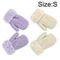 Miniatyrbilde 2 av 5: 2 par høst- og vinterhansker for barn, sklisikre, varme og kasjmir-strikkede hansker S Beige -  purple