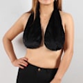 Miniatyrbild 2 av 5: Kvinnors Tata Handduk Bh Crop Hals Wrap Underkläder Solid Sammet Polyester Black M