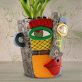 Miniatyrbild 4 av 5: Brutalistisk Abstrakt Skönhet Ansikte Blomkruka, Ansikte Blomkruka Planter, färgglad Ansiktskonst Abstrakt Resin Blomkruka B