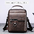 Miniatyrbild 2 av 2: Herr Läder Cross Body Messenger Väska Axelväska Researbete Affärsväska Deep Brown