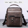 Miniatyrbillede 2 af 2: Herre S Læder Cross Body Messenger Taske Skulder Håndtaske Rejse Arbejde Business Taske Deep Brown