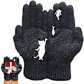 Miniatyrbild 4 av 5: Vinterhandskar | Mjuka och varma ullvävda handskar med kattfisktryck, vintervävda handskar bekväma elastiska termiska halkfria handskar för utomhusbruk