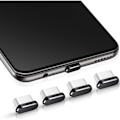 Miniatyrbild 1 av 5: 4 stycken (svart) USB C dammskydd Typ-C-skydd Kompatibel