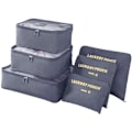 Miniatyrbilde 1 av 7: Reisearrangør Pakkeposer, 6 PCS Reisepakkekuber Sett for Klær Reisebagasje Organisasjonsposer Oppbevaringsposer Grey
