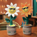 Miniatyrbilde 1 av 4: Elektrisk dansende solsikke plysjleketøy - Syngende vridende kanin utstoppet dukke With Bluetooth Pink Pink Sunflower