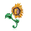 Miniatyrbild 1 av 5: Solros emalj brosch delikat elegant kvinnor flickor strass slag pin kläder accessoarer present