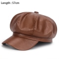 Miniatyrbillede 2 af 5: Pu Læder Cab Maler Hat Gatsby Ivy Beret brown