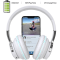 Miniatyrbilde 2 av 4: Bluetooth-hodetelefoner over ear, LED-lys trådløse hodetelefoner over ear Hi-Fi Stereo Foldable kablede hodetelefoner med mikrofon Kompatibel(Hvit)